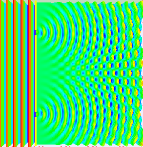 animation of waves in a double-slit test