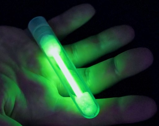 glowing vial of tritium